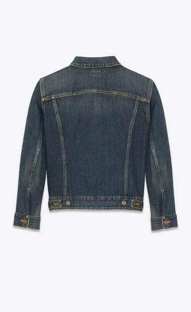 SAINT LAURENT Casual Jackets Man ORIGINAL JEAN JACKET IN Dark Dirty Vintage Blue DENIM b_V4